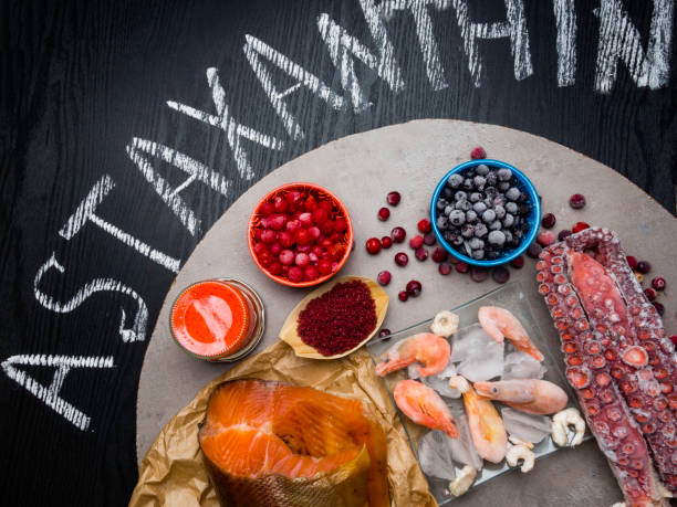 Astaxanthin is commonly found in salmon, shrimp, krill, and certain microalgae, and has powerful antioxidant properties.